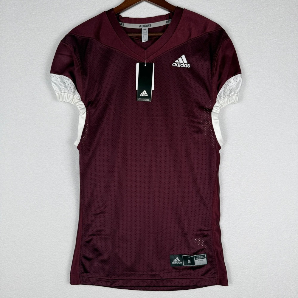 NEW Adidas Press overage Footbal Jersey Mens M Burgundy White Embroidered‎ Mesh